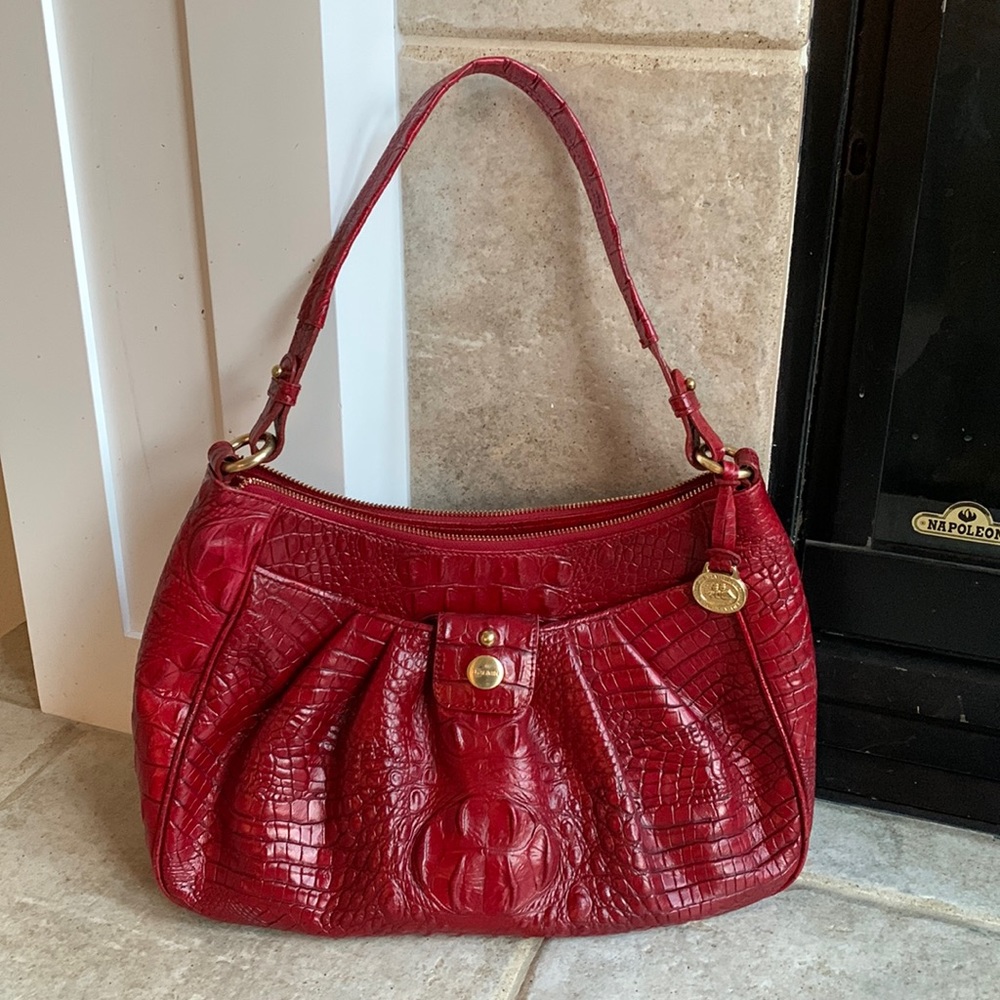 Gorgeous Red Crocodile Leather Brahmin shoulder bag tote